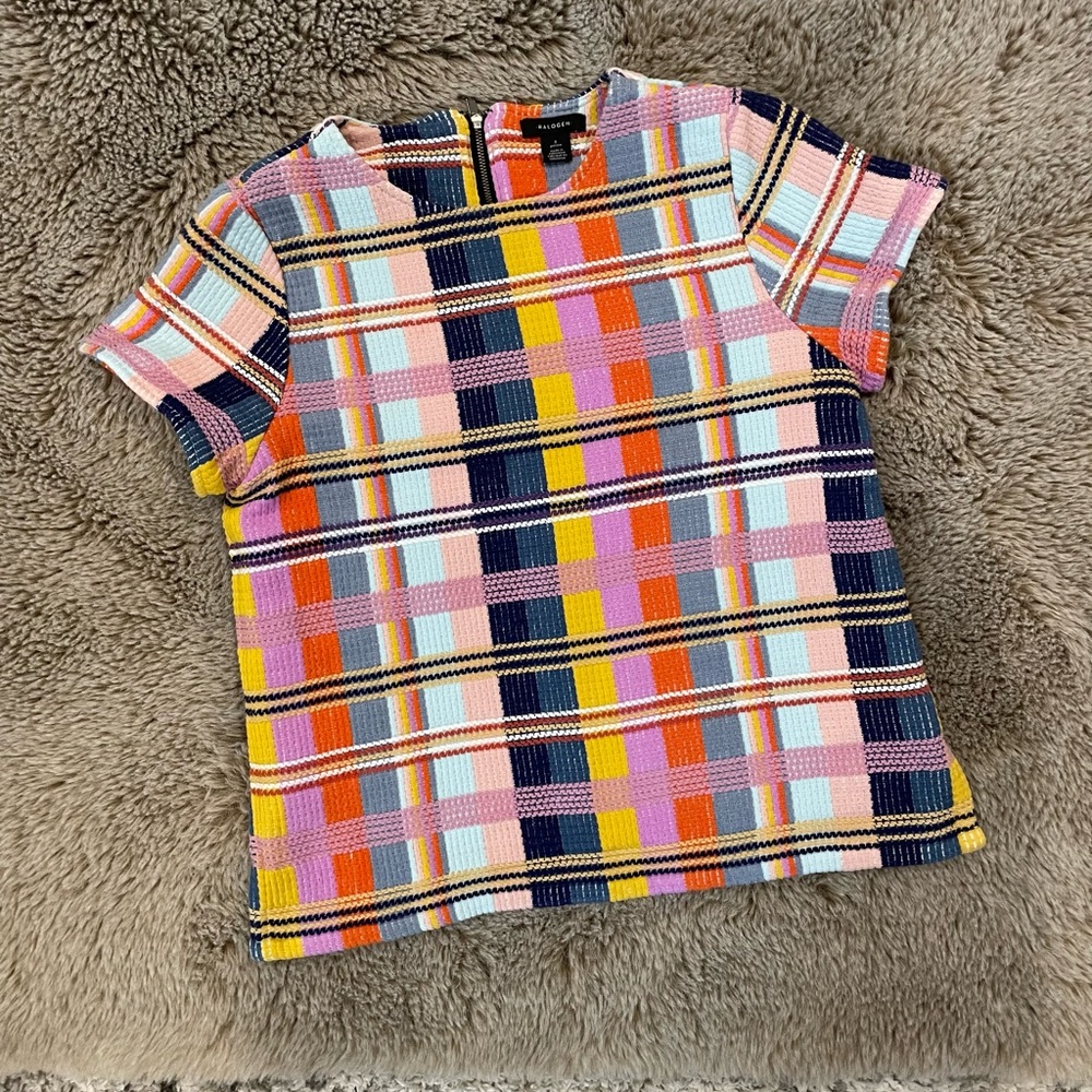 Halogen Nordstrom Rainbow Knit Short Sleeve Super Cute Top (small)